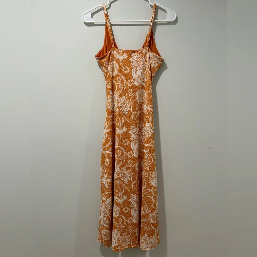 Joie Burnt Orange Floral Dress ruching and V neck Size S - Picture 5 of 5